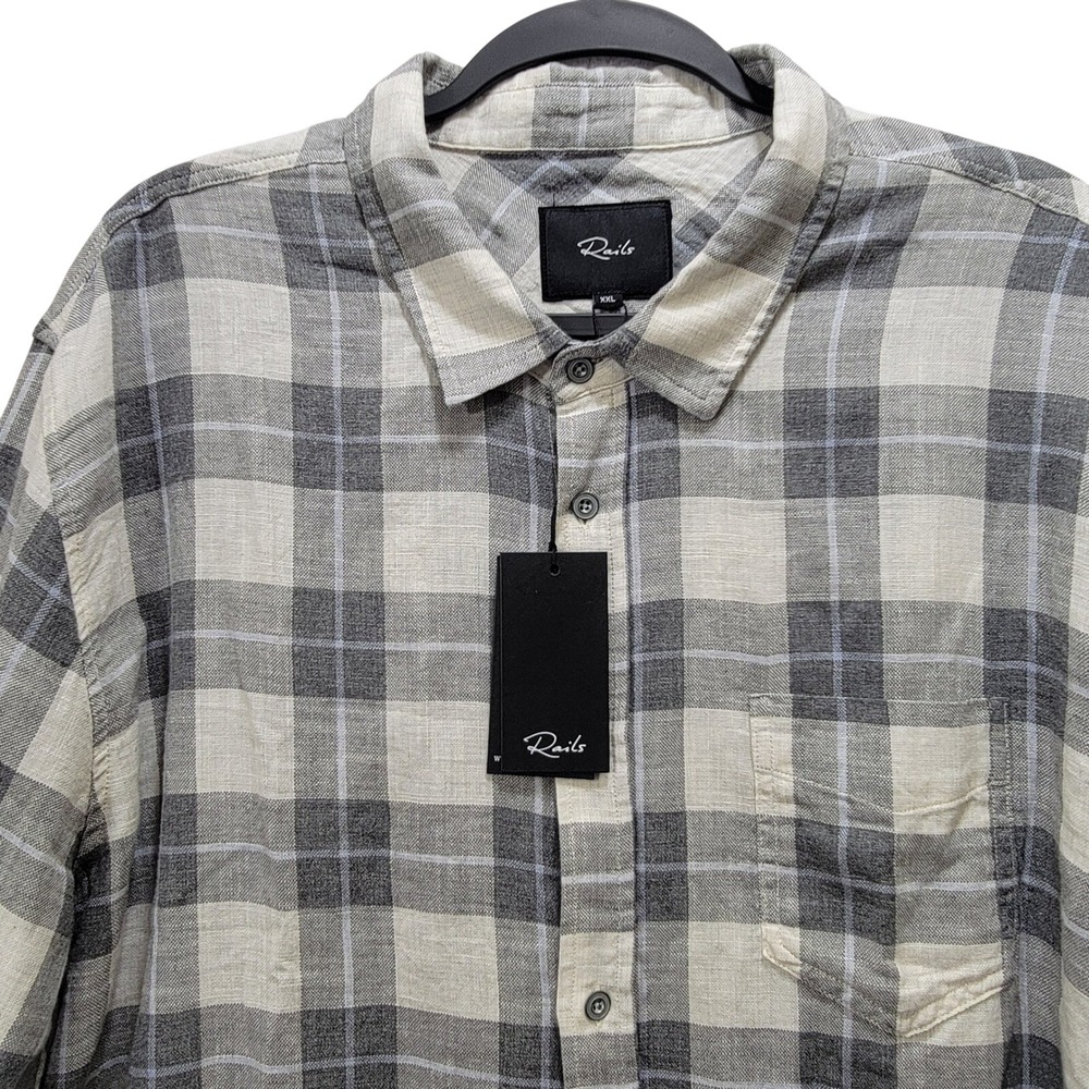 Rails Wyatt Anthracite Sky Melange Plaid Cotton Button Down Shirt Mens XXL New
